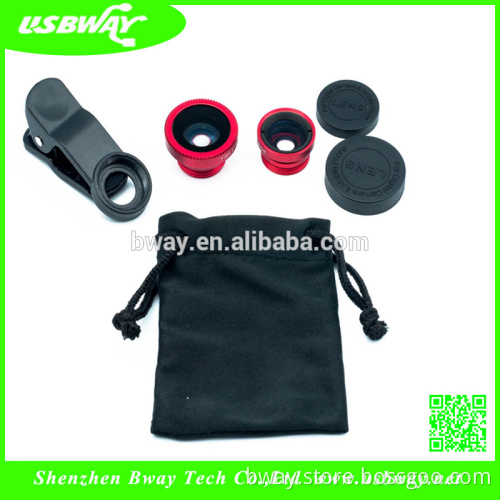 universal Clip 3-in-1 Fisheye Lens + Wide Angle + Macro telephoto lens